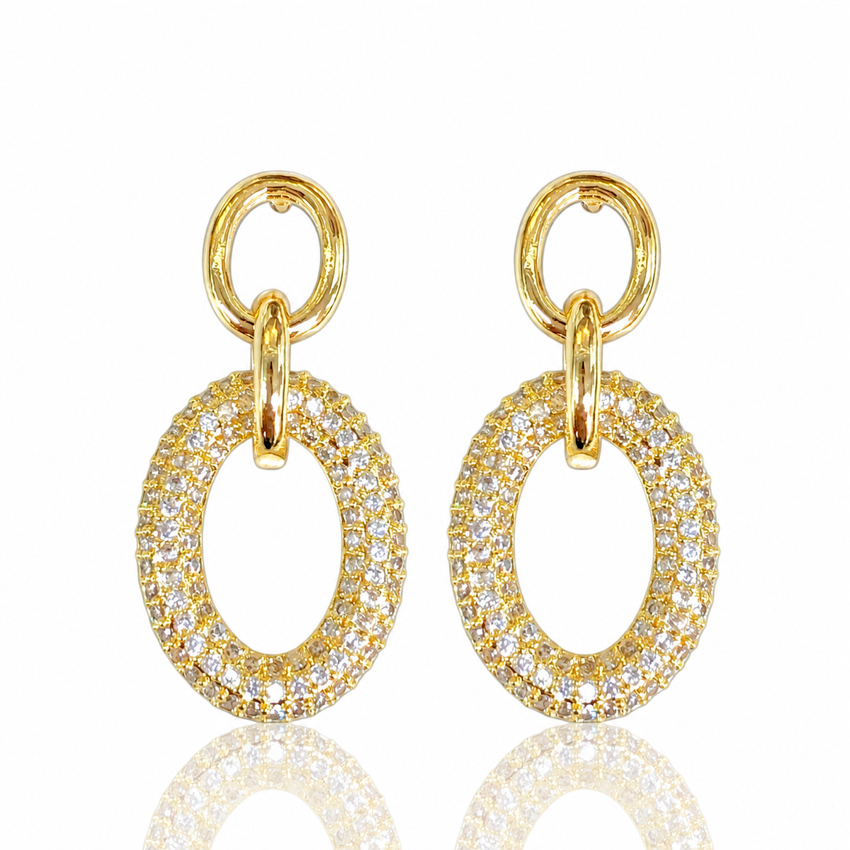 Oval Pave Drop Earrings by STACKED OC